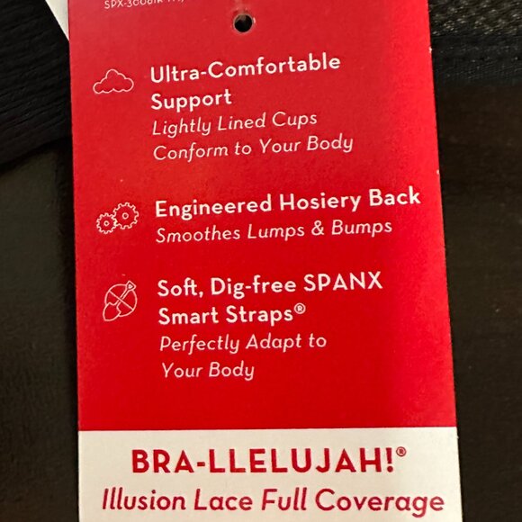 NWT Spanx Sz 40D Brallelujah black bra, lace full coverage. front closure - Picture 9 of 10